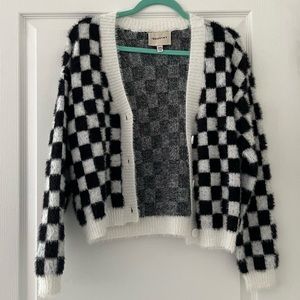 Industry Black and White Checkered Cardigan